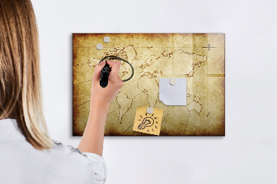 Magnetic dry erase board A world map with personal memories