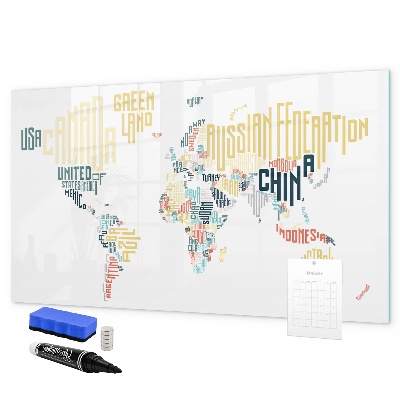 Dry erase board magnetic A world map with personal memories