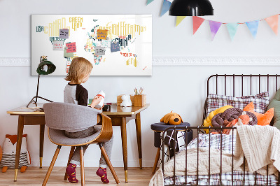 Dry erase board magnetic A world map with personal memories