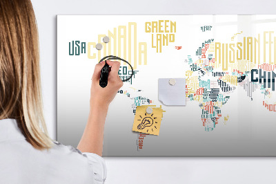 Dry erase board magnetic A world map with personal memories