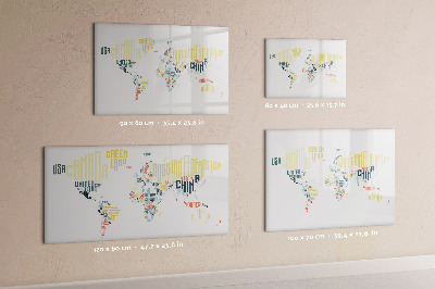 Dry erase board magnetic A world map with personal memories