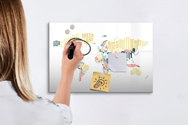 Dry erase board magnetic A world map with personal memories