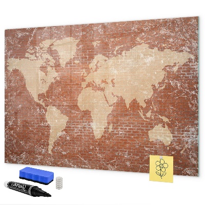 Magnetic dry erase board World map with photo locations