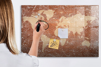 Magnetic dry erase board World map with photo locations