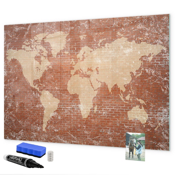Magnetic dry erase board World map with photo locations