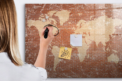 Magnetic dry erase board World map with photo locations