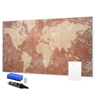 Magnetic dry erase board World map with photo locations