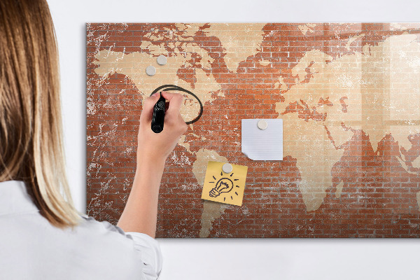 Magnetic dry erase board World map with photo locations
