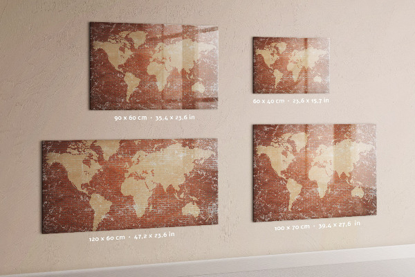 Magnetic dry erase board World map with photo locations