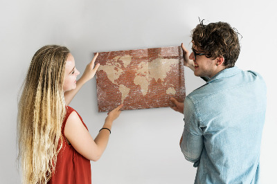 Magnetic dry erase board World map with photo locations