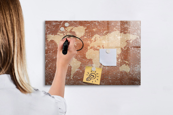 Magnetic dry erase board World map with photo locations