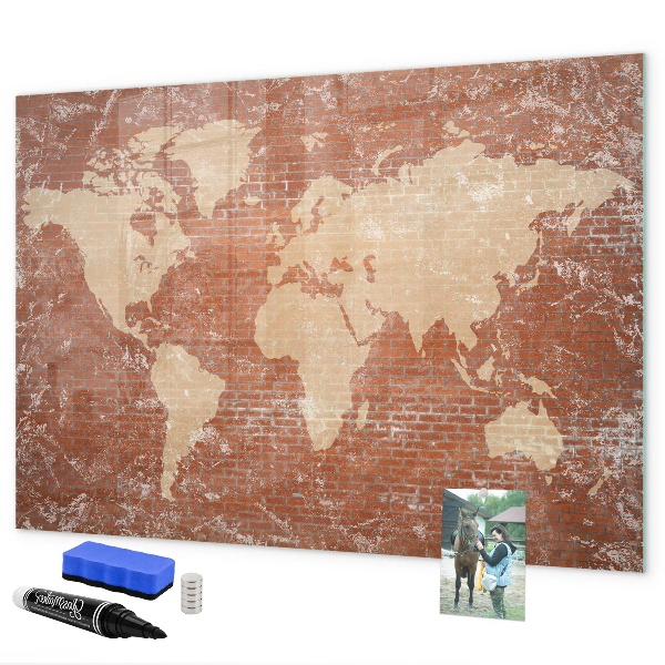 Magnetic dry erase board World map with photo locations