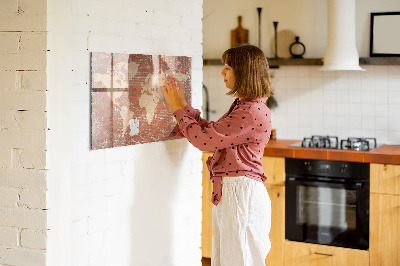 Magnetic dry erase board World map with photo locations