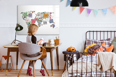 Dry erase board magnetic A world map with personal memories