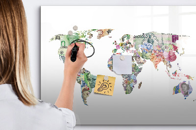 Dry erase board magnetic A world map with personal memories