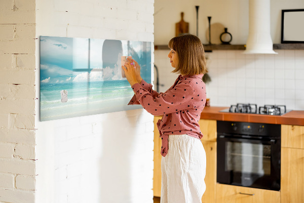 Dry erase board magnetic Magnetic board with seaside photos