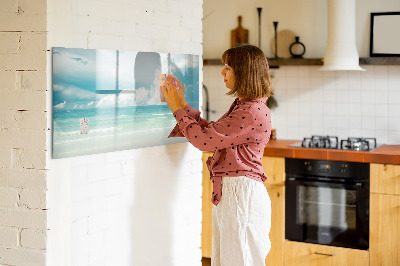 Dry erase board magnetic Magnetic board with seaside photos