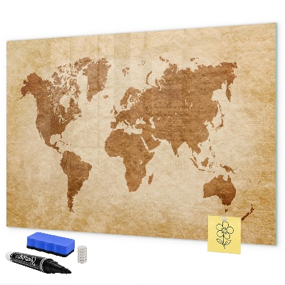 Dry erase board magnetic A world map with places of remembrance
