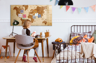 Dry erase board magnetic A world map with places of remembrance