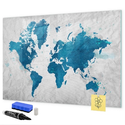 Magnetic dry erase board World map with personal photos