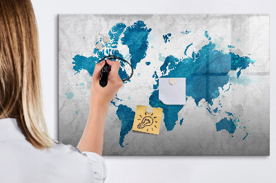 Magnetic dry erase board World map with personal photos