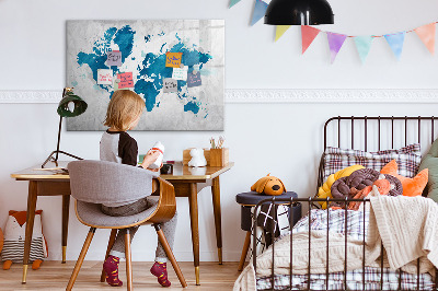 Magnetic dry erase board World map with personal photos