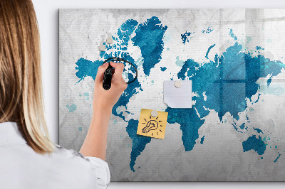 Magnetic dry erase board World map with personal photos