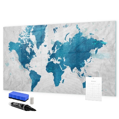 Magnetic dry erase board World map with personal photos