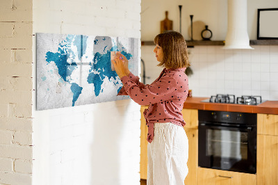 Magnetic dry erase board World map with personal photos