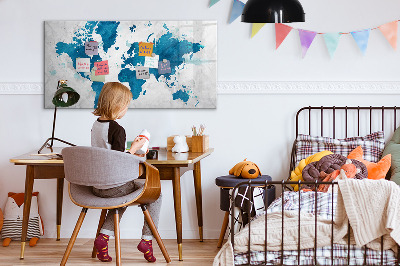 Magnetic dry erase board World map with personal photos