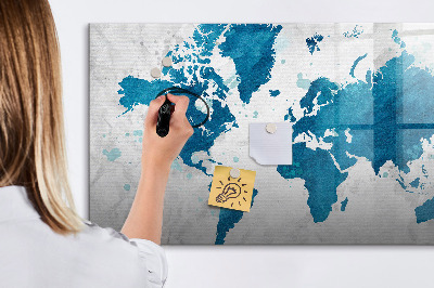 Magnetic dry erase board World map with personal photos