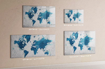Magnetic dry erase board World map with personal photos