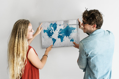 Magnetic dry erase board World map with personal photos