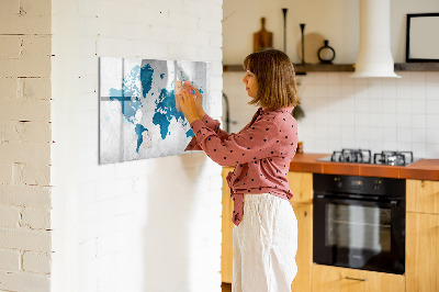 Magnetic dry erase board World map with personal photos