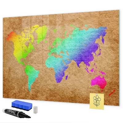 Dry erase board magnetic Colorful map with photo spots