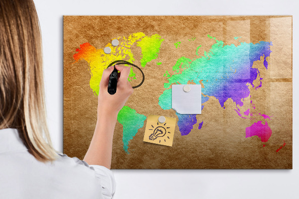 Dry erase board magnetic Colorful map with photo spots
