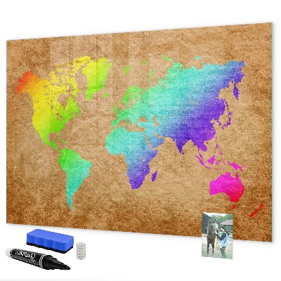 Dry erase board magnetic Colorful map with photo spots
