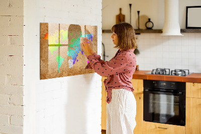 Dry erase board magnetic Colorful map with photo spots