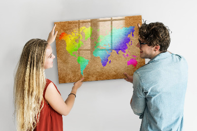 Dry erase board magnetic Colorful map with photo spots