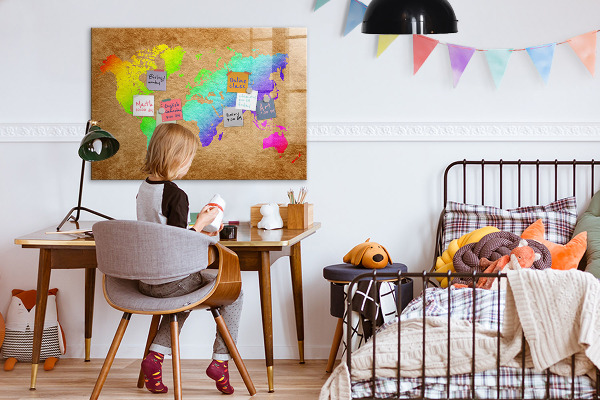 Dry erase board magnetic Colorful map with photo spots