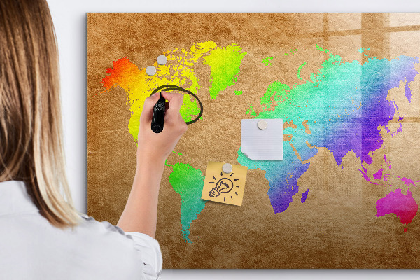 Dry erase board magnetic Colorful map with photo spots