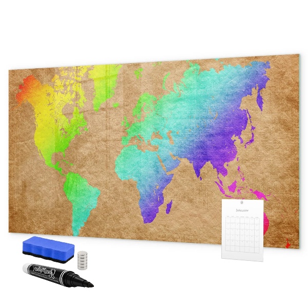 Dry erase board magnetic Colorful map with photo spots