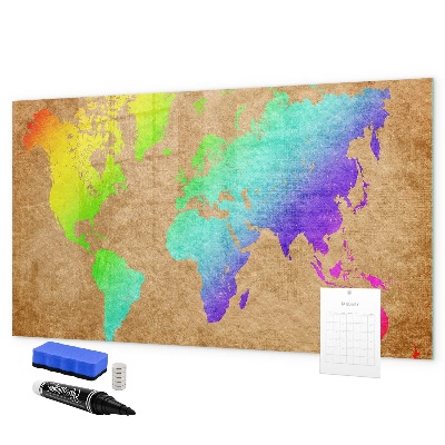 Dry erase board magnetic Colorful map with photo spots