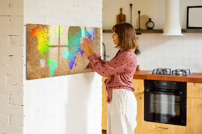 Dry erase board magnetic Colorful map with photo spots
