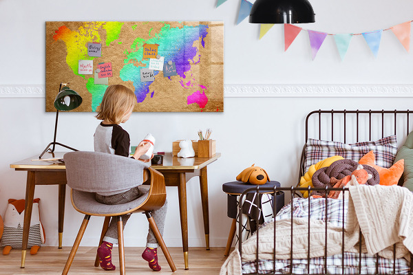 Dry erase board magnetic Colorful map with photo spots