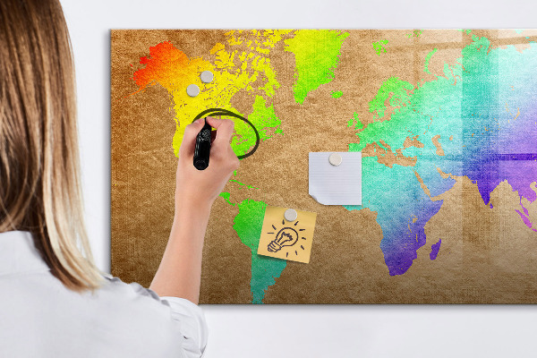 Dry erase board magnetic Colorful map with photo spots