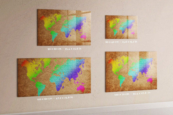 Dry erase board magnetic Colorful map with photo spots
