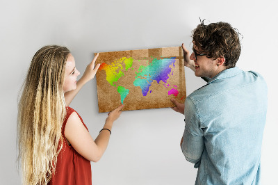 Dry erase board magnetic Colorful map with photo spots