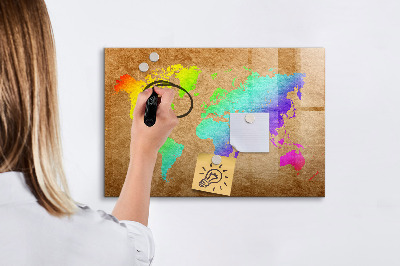 Dry erase board magnetic Colorful map with photo spots