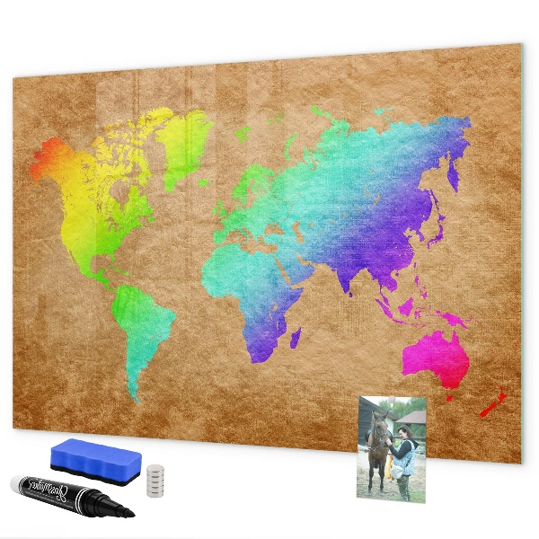 Dry erase board magnetic Colorful map with photo spots